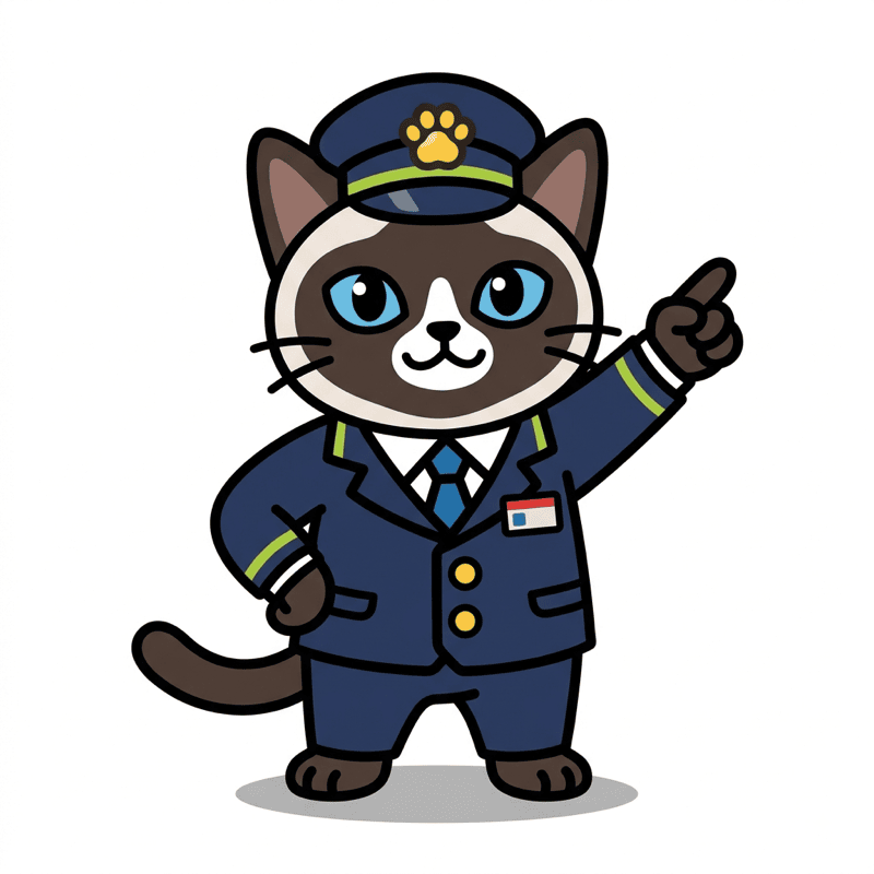 指差し確認をする猫駅長